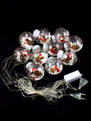 Фотография товара 'Winner ww.02.4T.10.S Бахрома Шарики с дед морозом, ТЕПЛО-БЕЛЫЙ 2,7м'