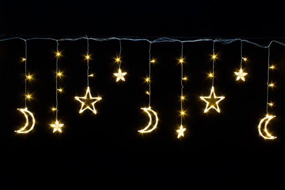 Фотография товара 'Winner Бахрома-звезда с луной "L" 138 Led 2,5х0,95х0,55м; контрол-рычажковый, соединяется, IP 20, ww.02.5Т.138+L'