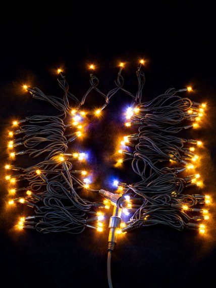 Фотография товара 'Winner Нить-каучук 100 Led ЖЕЛТЫЙ 10м. flash-w; пров-черн 3мм, соединяется, IP 65'