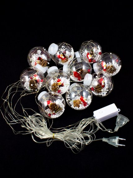 Фотография товара 'Winner ww.02.4T.10.S Бахрома Шарики с дед морозом, ТЕПЛО-БЕЛЫЙ 2,7м'